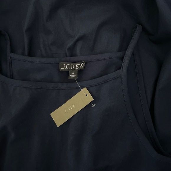 NWT! J. CREW Pintuck Mixy Tank Dress Solid Navy Blue Midi Pleated Preppy Medium - Picture 12 of 15